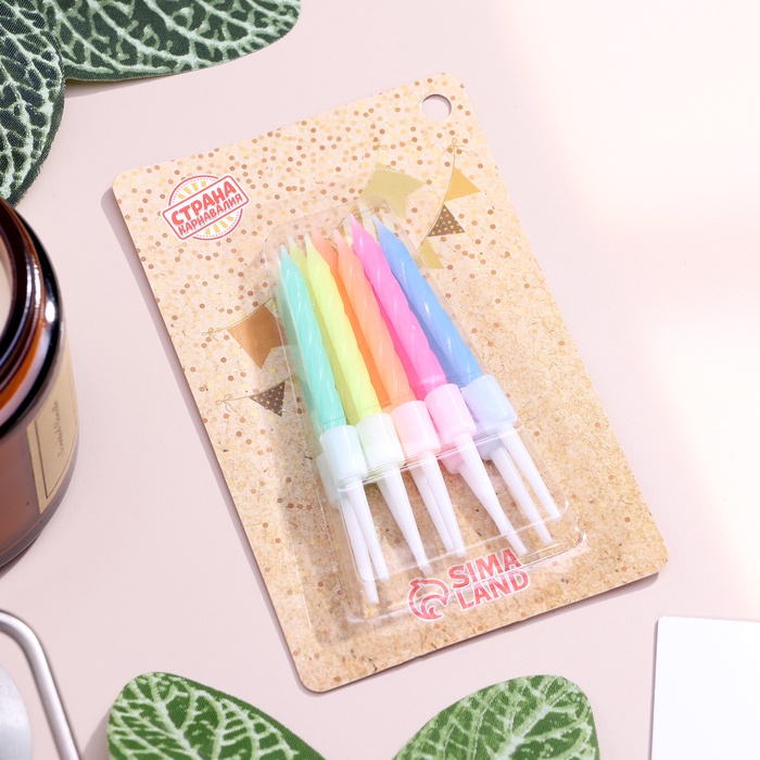 картинка Свечи для торта 7 см 10 шт, разноцветные от магазина Богатая