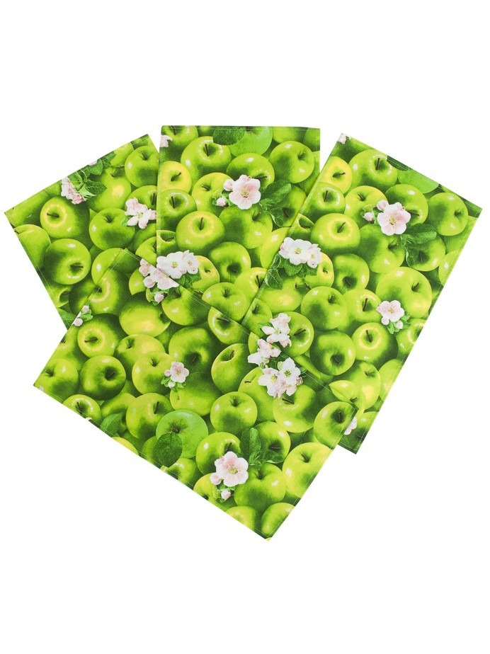 картинка Полотенце вафельное КЛУБНИКА, ЯБЛОКО (50см*60см) от магазина Богатая