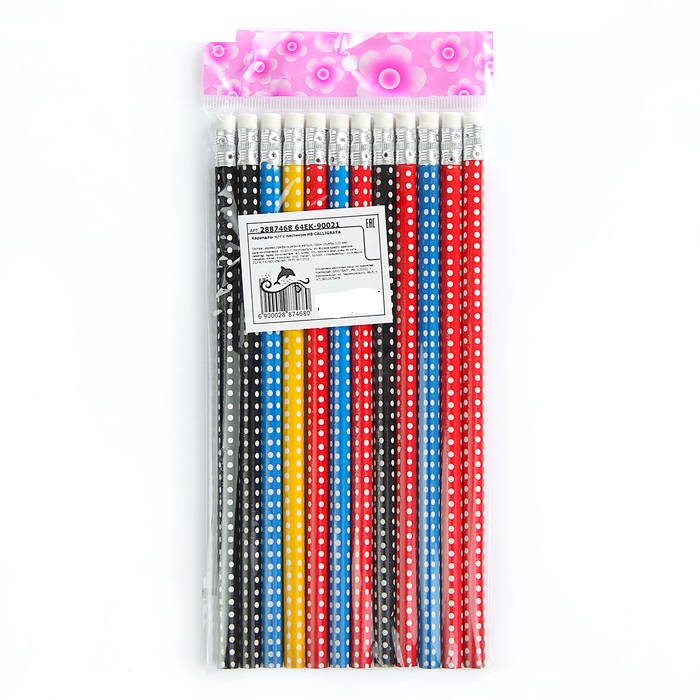 картинка Карандаш простой с резинкой чернографитный 12шт от магазина Богатая