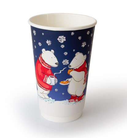 картинка Стакан бумажный С рисунком БЕЛЫЕ Мишки 400мл 20шт d8см от магазина Богатая